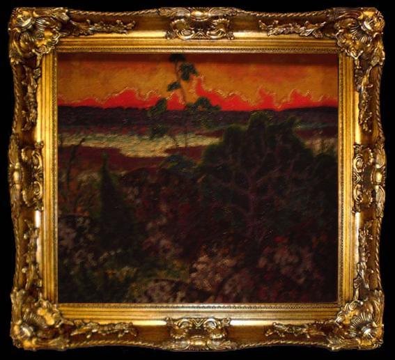 framed  konrad magi Landscape with red cloud, ta009-2